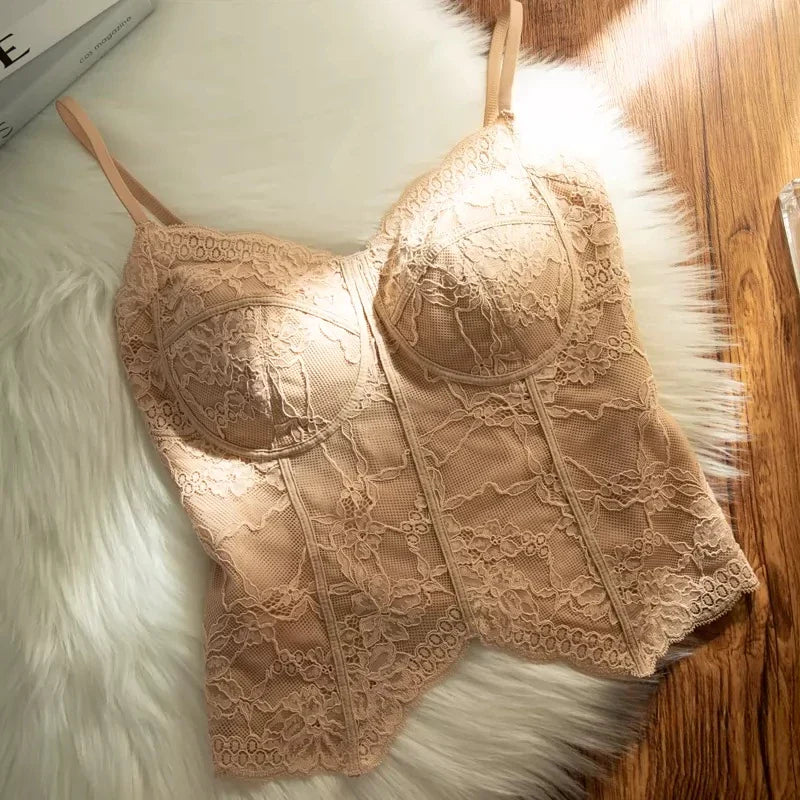Hot Sale French Lace Camisole For Women Built-in Bra