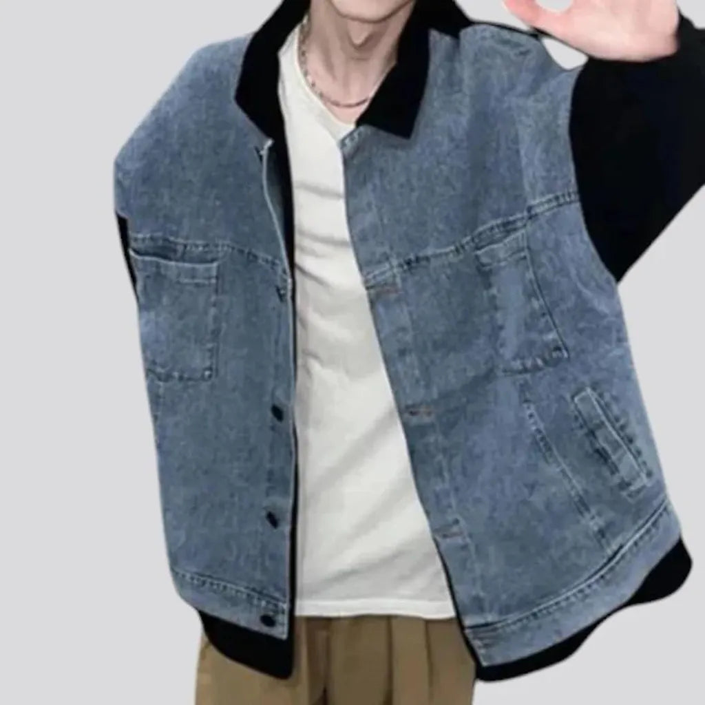 Boho vintage oversized men's jean jacket