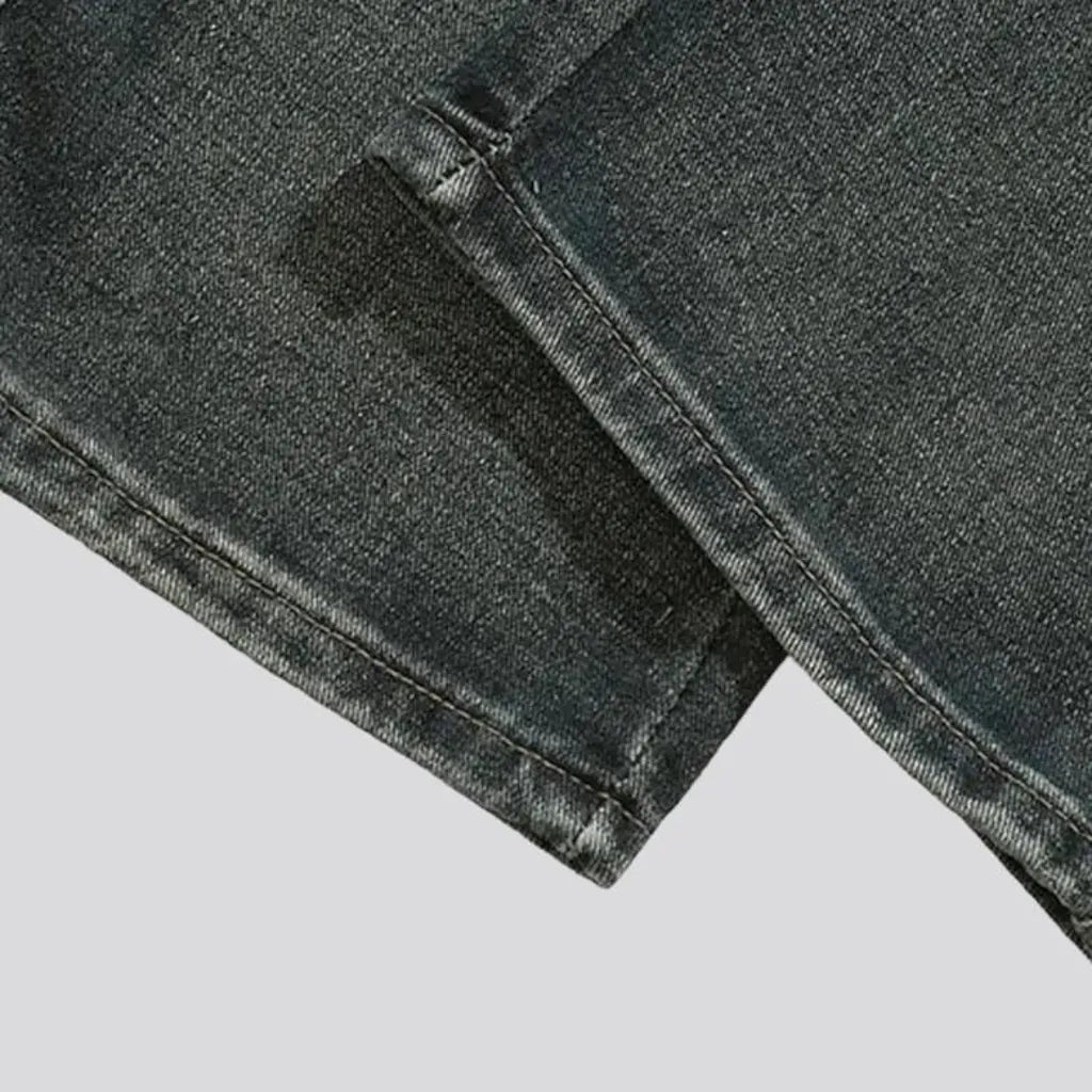 Grey-cast men's high-waist jeans