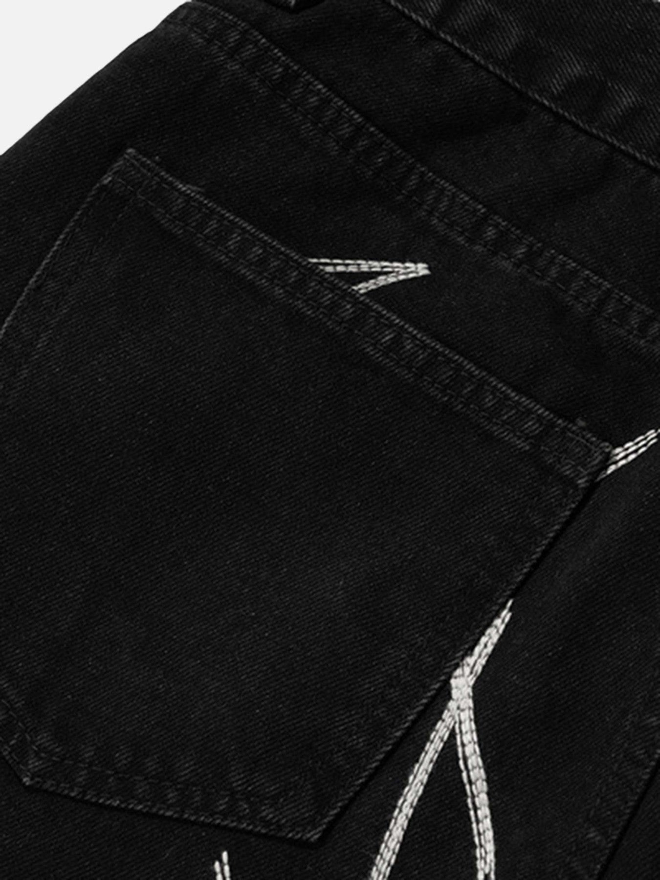 We Love Stret Lightning Embroidered Straight Leg Jeans