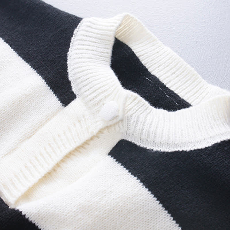Chic Stripe Sweater Fishtail Slip Dress
