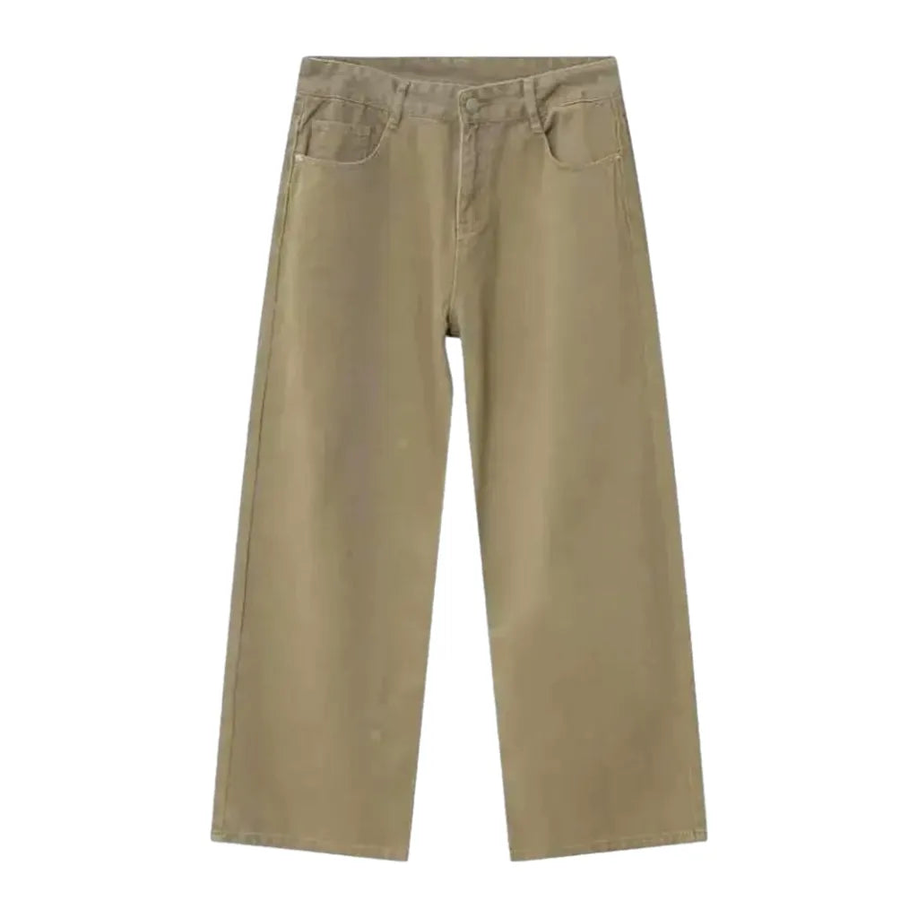 Colored baggy leg mid-rise men's denim pants