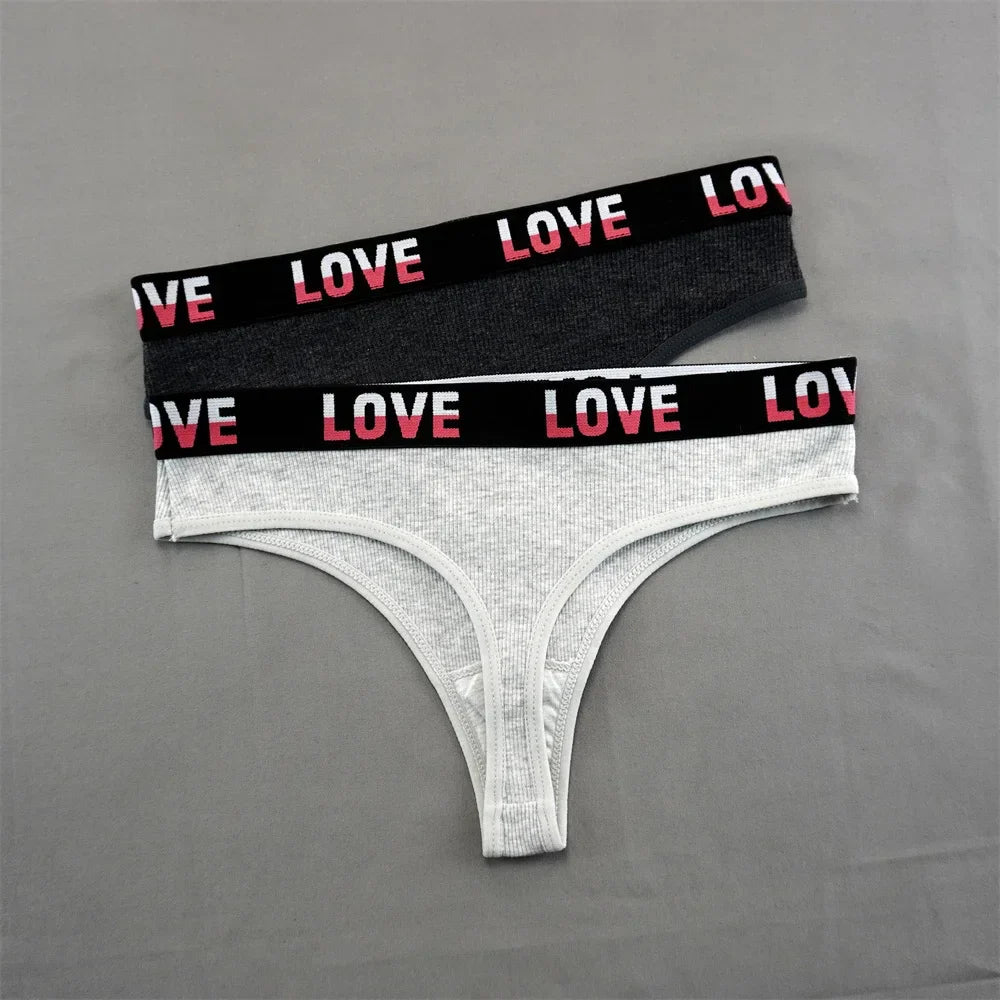 2PCS Gradual LOVE Cotton Thong