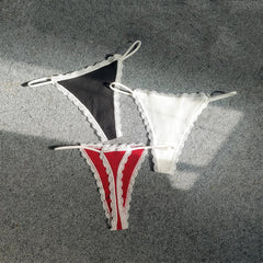 2PCS/Set Ribbed Cotton T Back G String Panty for Girls Thin Belt Underwear