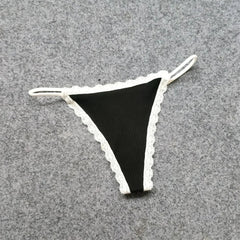 2PCS/Set Ribbed Cotton T Back G String Panty for Girls Thin Belt Underwear
