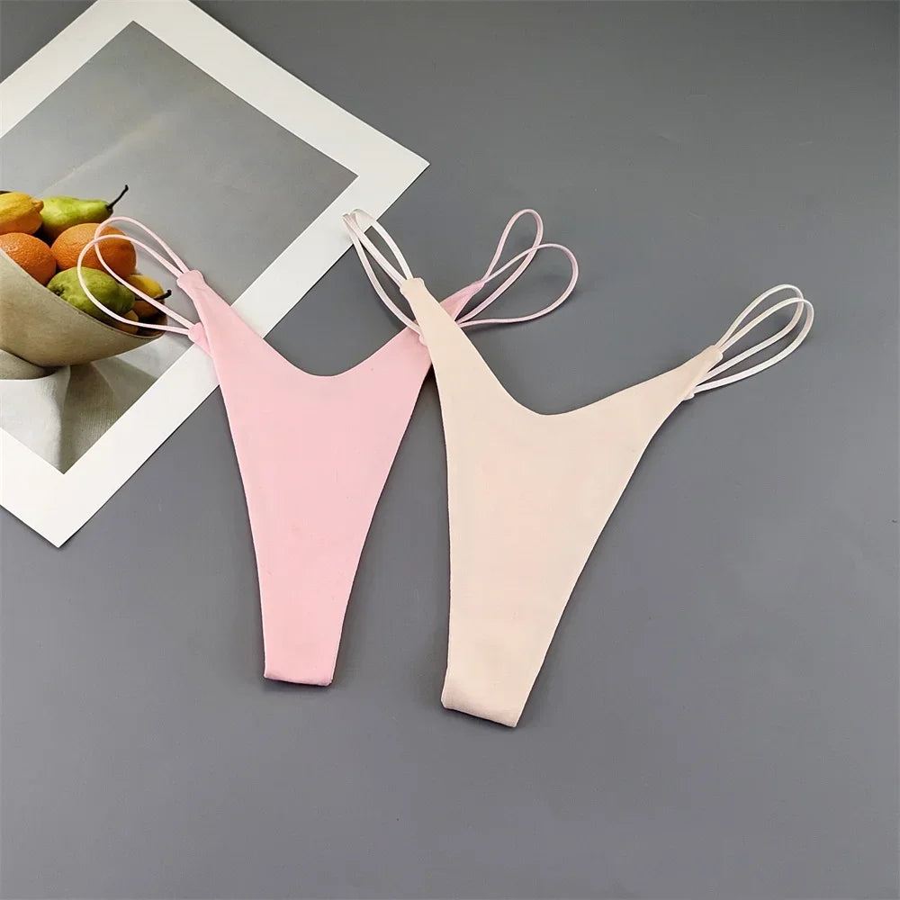 2PCS Sexy V-shape High Cut Sports Cotton Thong