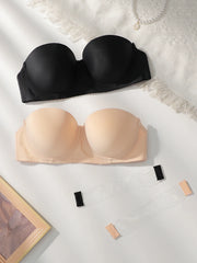 2PCS Women Strapless Underwire Padded Bra