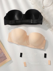 2PCS Women Strapless Underwire Padded Bra
