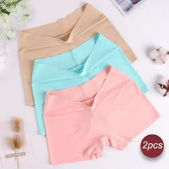 2Pcs Women Ice Silk Boxer Panties