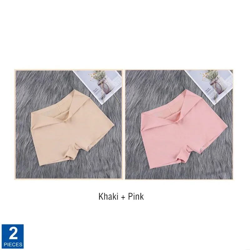 2Pcs Women Ice Silk Boxer Panties
