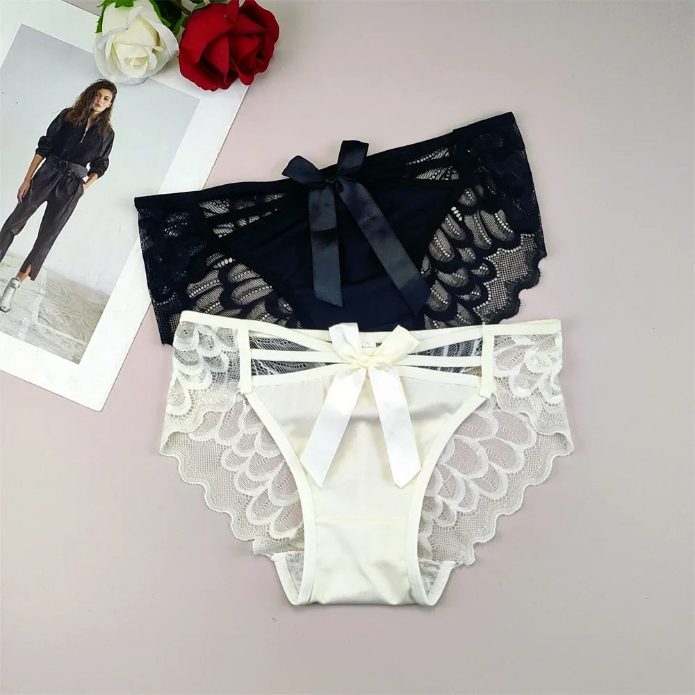 2Pcs Women's Sexy Ice Silk Underwear