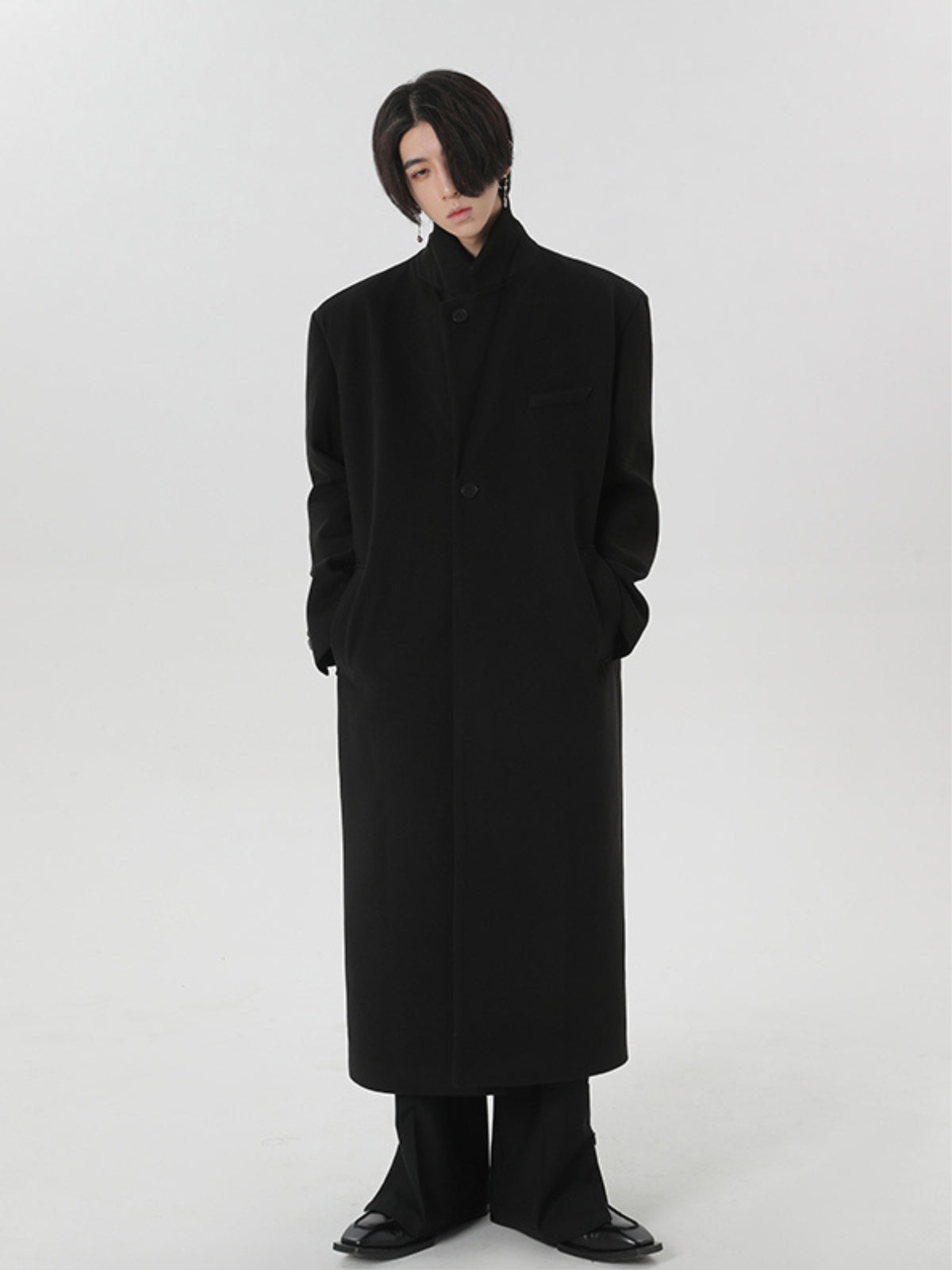 Cashmere Woolen Black Overcoat