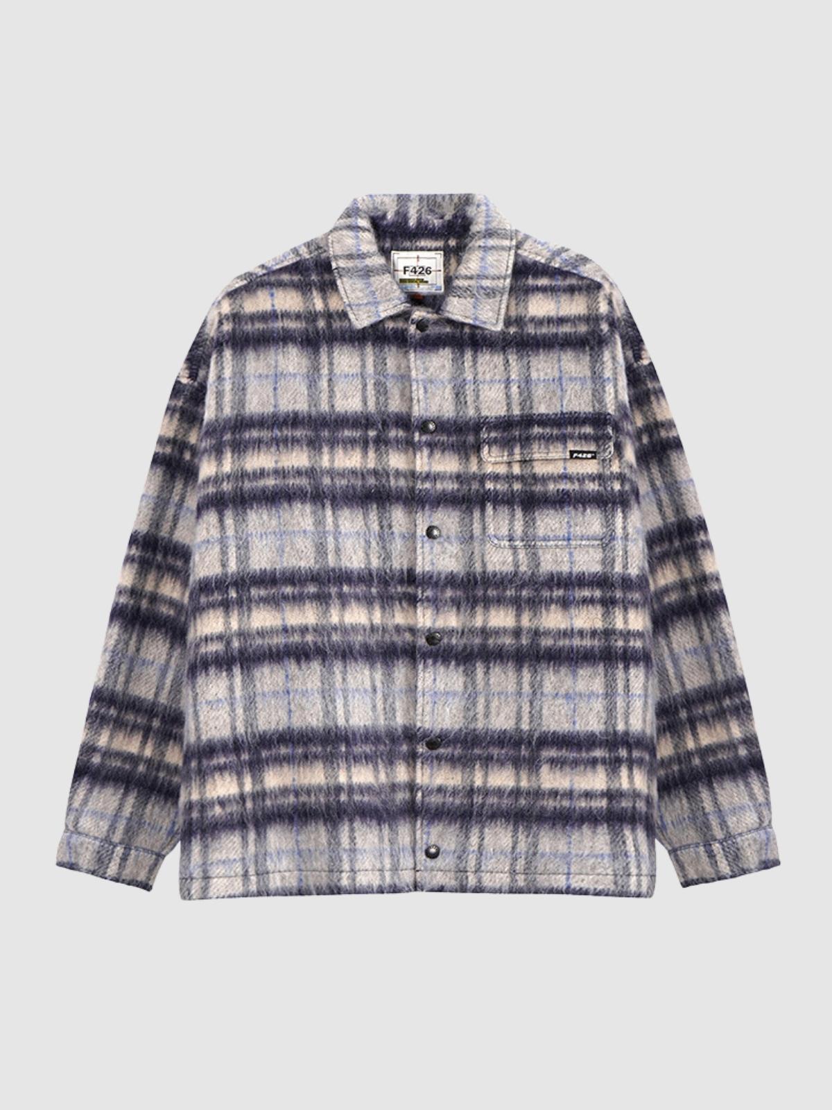 Vintage Loose Woolen Plaid Jacket
