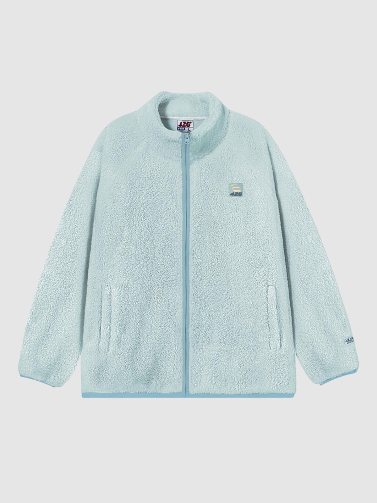 Loose Contrasting Color Edging Cotton Plush Jacket