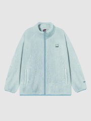 Loose Contrasting Color Edging Cotton Plush Jacket
