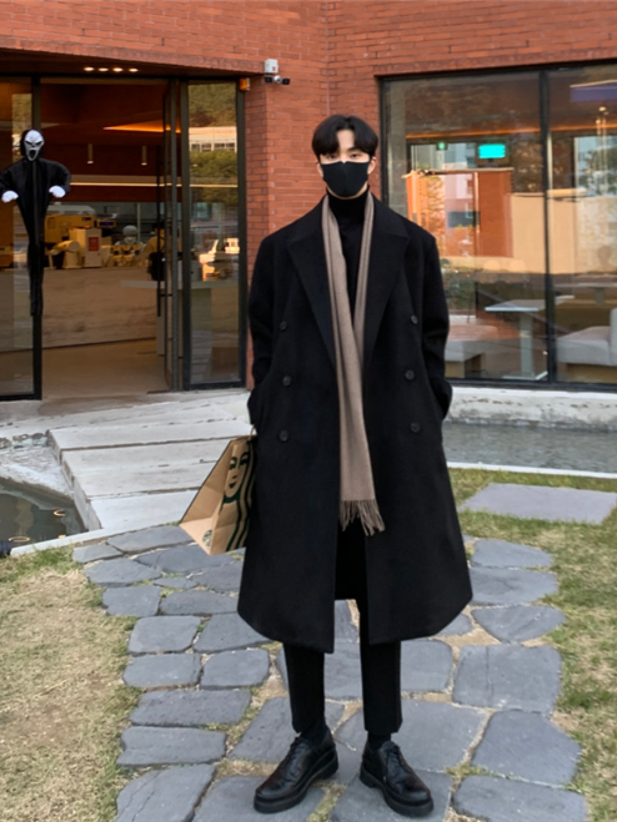 Loose Mid-length Cashmere Windbreaker Coat