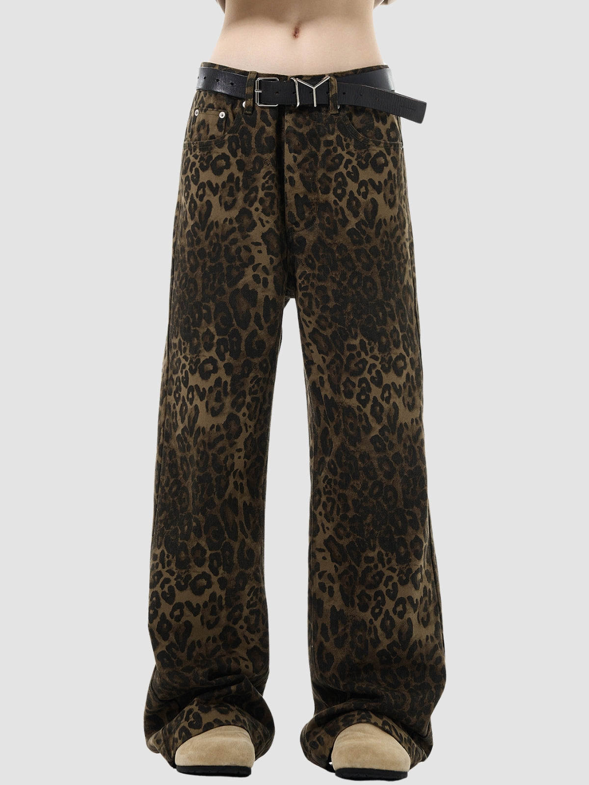 Retro Leopard Print Straight Loose Pants