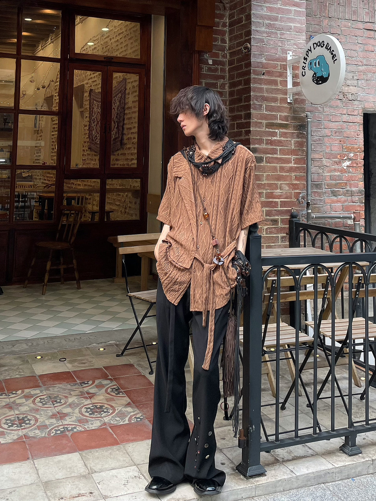 Short Sleeved Splicing Straps Jacket