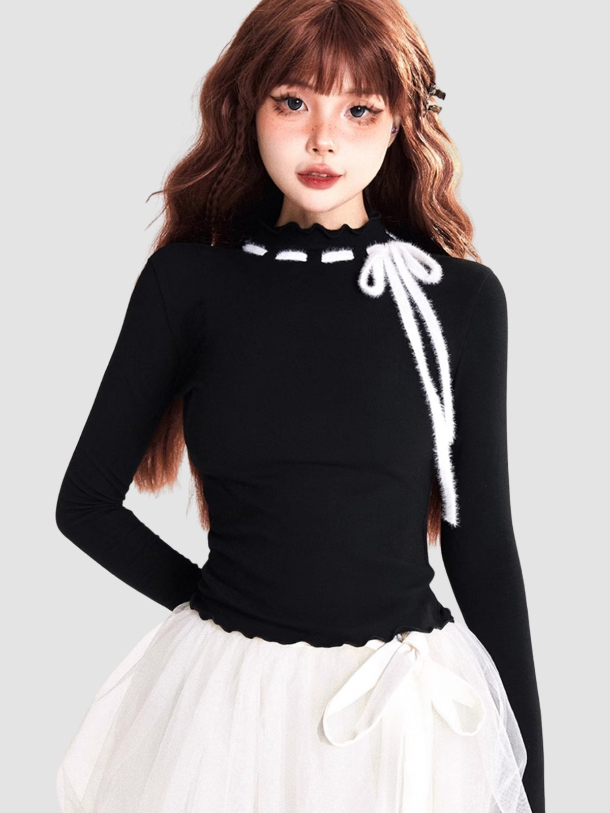 Half Collar Slim Fit Lace Top