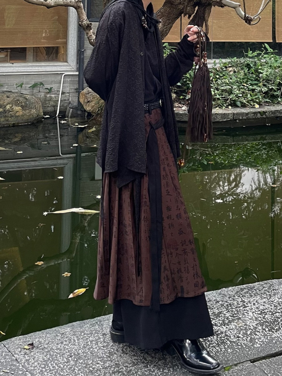 Spliced Trousers Dormant Calligraphy Panels Pants