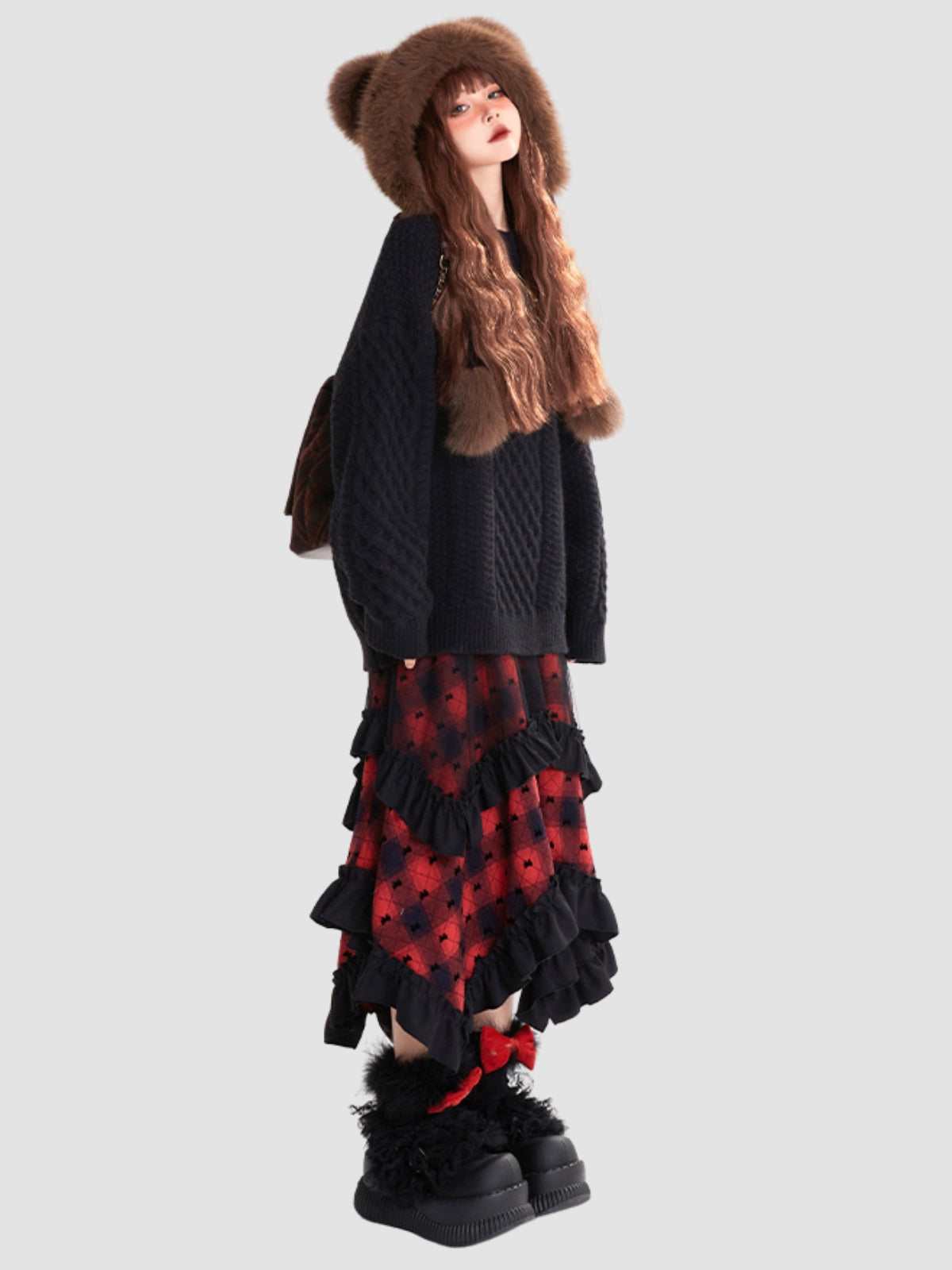 Irregular Plaid Skirt