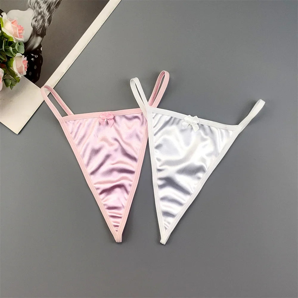2pcs Glossy Satin Thong