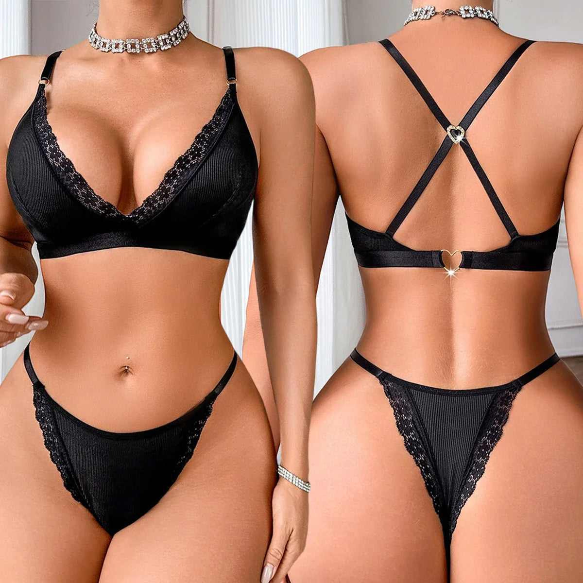 2pcs Women Lace Bra