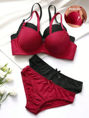 2sets Solid Underwire lingerie