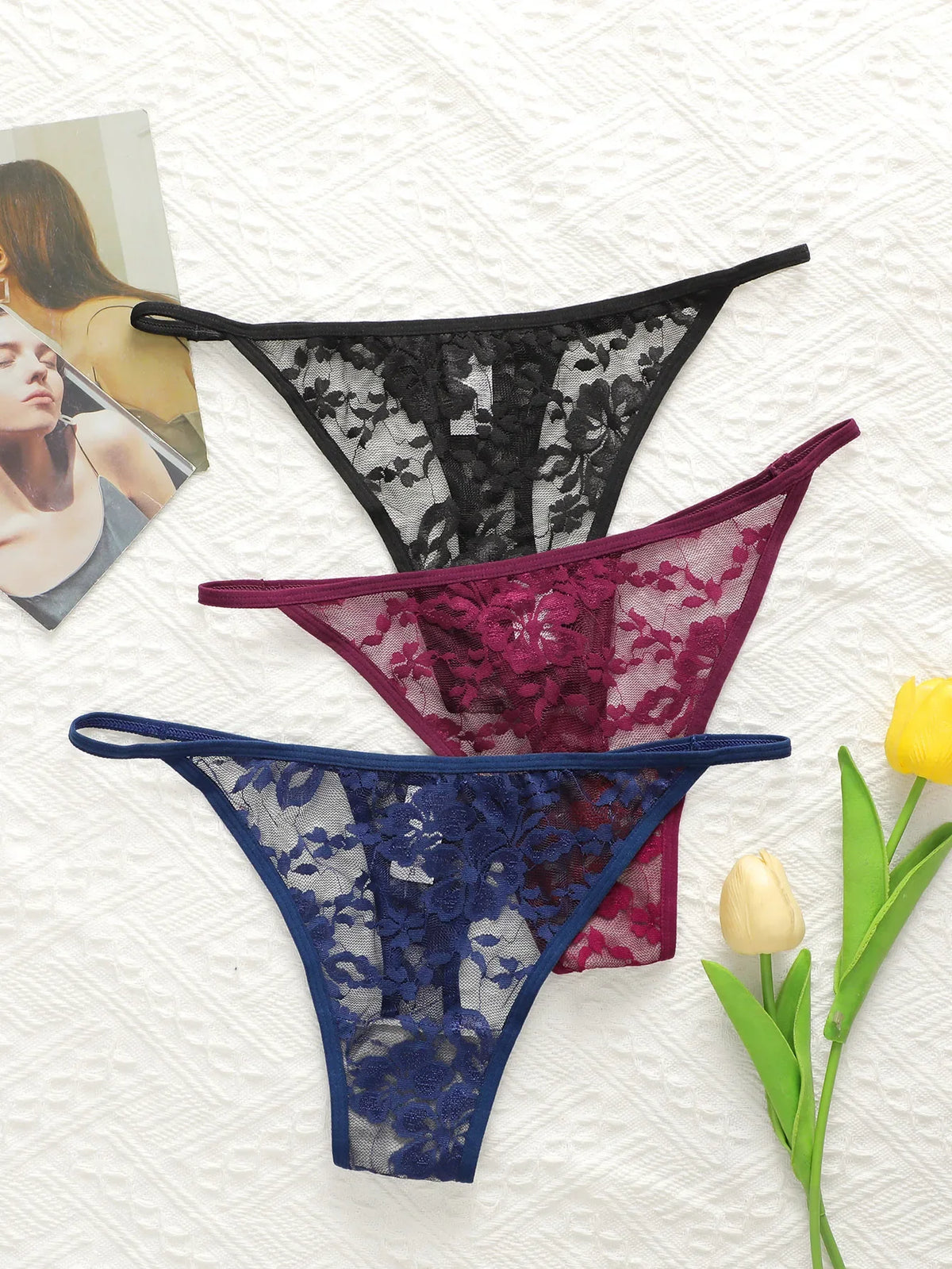 3-Pack Multi-Color Lace Thong