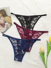 3-Pack Multi-Color Lace Thong