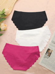 3-Pack Multi Color Middle Waist Leave No Trace Invisible Comfortable Hip Lifting and Abdominal Tight