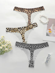3 Pack Women Leopard Print Thongs