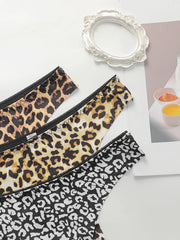3 Pack Women Leopard Print Thongs