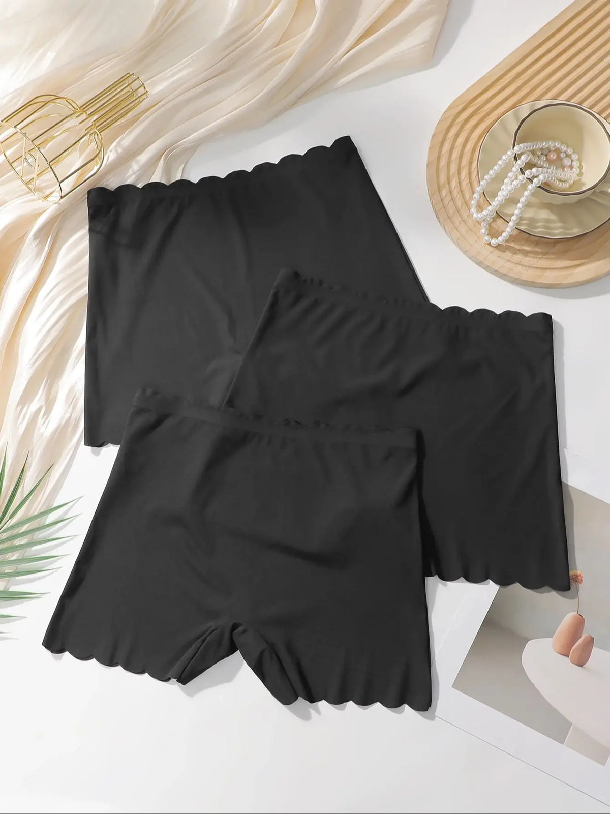 3-Pack Women's Black Safety Shorts High Waisted Anti-See Through Invisible Panties