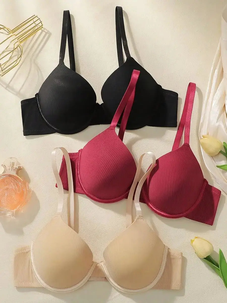 3-Pack Women's Solid Color Underwire Bras