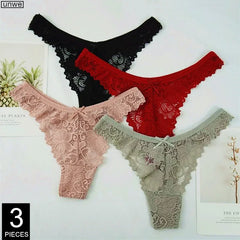 3 Pcs Hollow Lace Women Sexy Thong