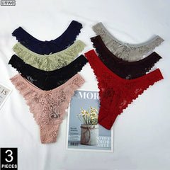 3 Pcs Hollow Lace Women Sexy Thong