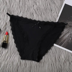 3 Pcs Lace Trim Women Ice Silk Panties