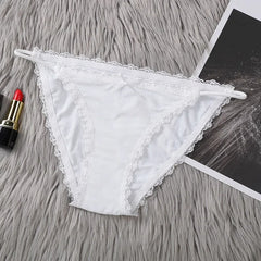 3 Pcs Lace Trim Women Ice Silk Panties