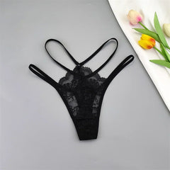 3 Pieces Double Slim Strap Lace Thong