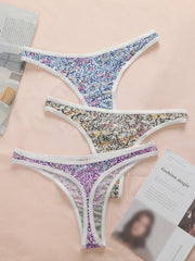 3-piece set of multi-color Thongs