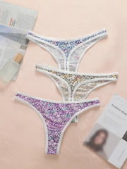 3-piece set of multi-color Thongs