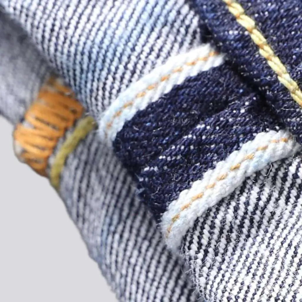 Mid-waistline slim self-edge jeans for men