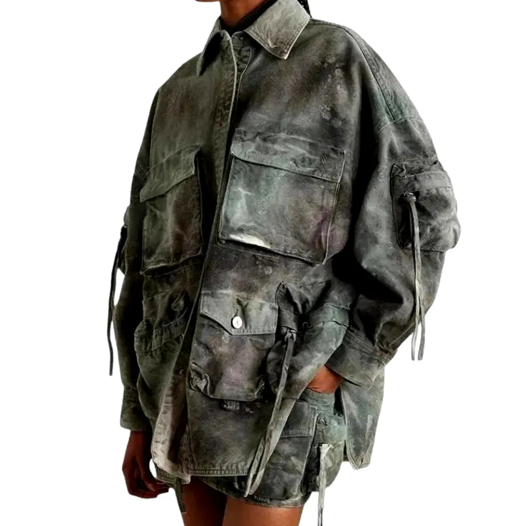 Oversized stylish women's jeans jacket