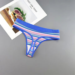 3PCS Contrast Color Stripe Girls Thong