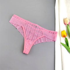 3PCS Jacquard Lace Women Transparent Thong