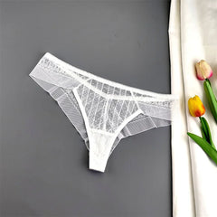 3PCS Jacquard Lace Women Transparent Thong