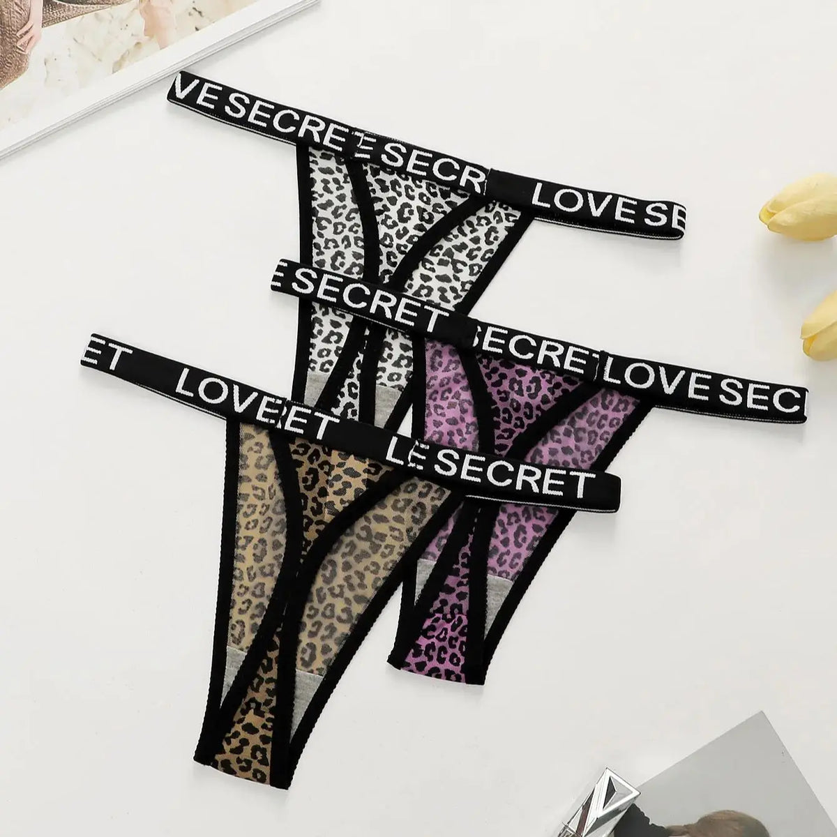 3PCS Sexy Leopard Print G-String Thong