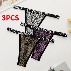 3PCS Sexy Leopard Print G-String Thong