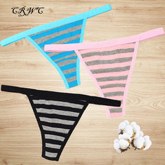 3PCS Simple Cotton Comfort G-String Nude Stripes Seamless Panties